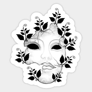 Black and white overgrown mask Sticker